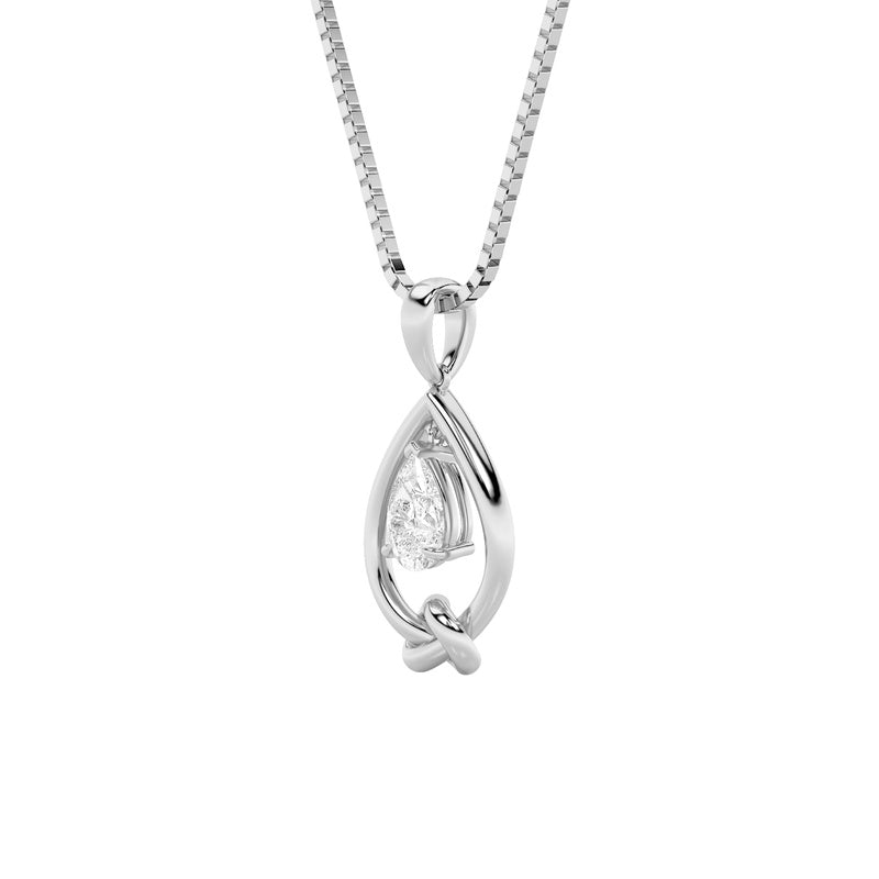 1CTW Pear Shaped Lab Grown Diamond (F/VS) Solitaire Knot Pendant in 14K Gold
