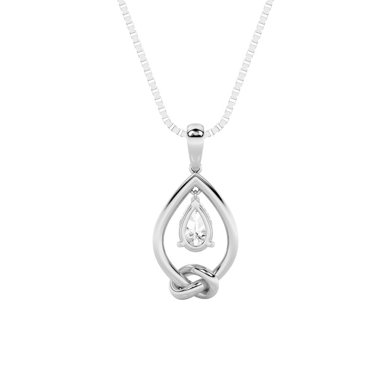 1CTW Pear Shaped Lab Grown Diamond (F/VS) Solitaire Knot Pendant in 14K Gold