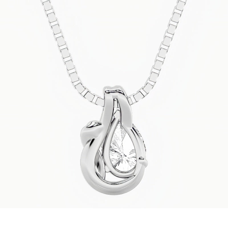 2CTW Pear Shaped Lab Grown Diamond (F/VS) Knot Pendant in 14K Gold