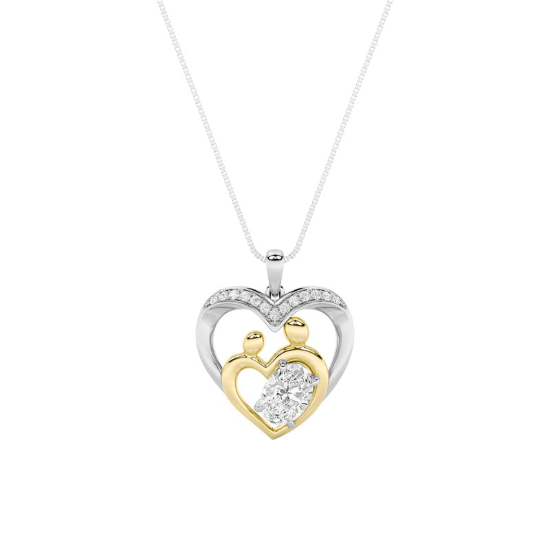 1CTW Oval Shaped Lab Grown Diamond (F/VS) Heart Shaped Pendant in 14K Gold