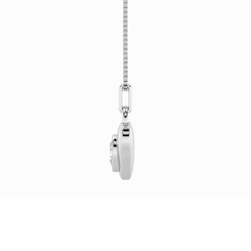 1CTW Oval Shaped Lab Grown Diamond (F/VS) Heart Pendant in 14K  White Gold