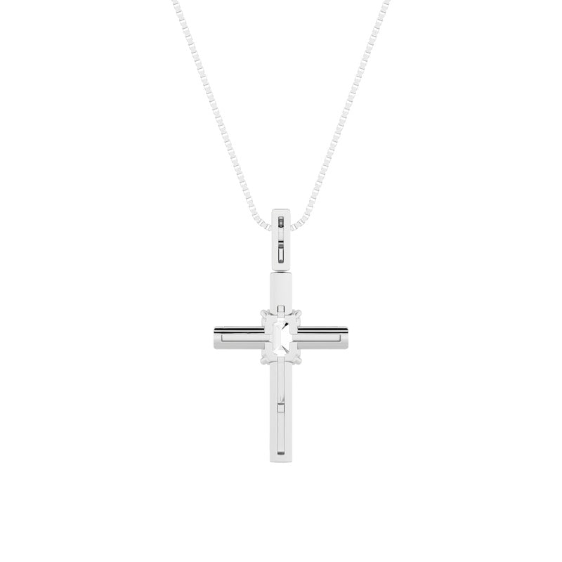 0.5CTW Emerald Shaped Lab Grown Diamond (F/VS) Cross Pendant in 14K Gold