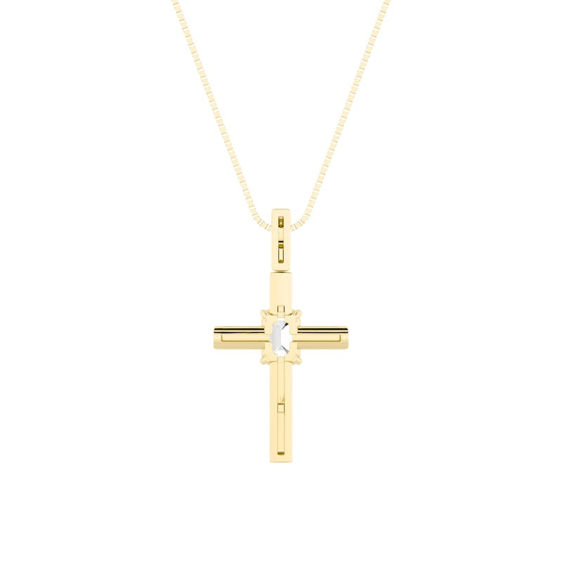 0.5CTW Emerald Shaped Lab Grown Diamond (F/VS) Cross Pendant in 14K Gold