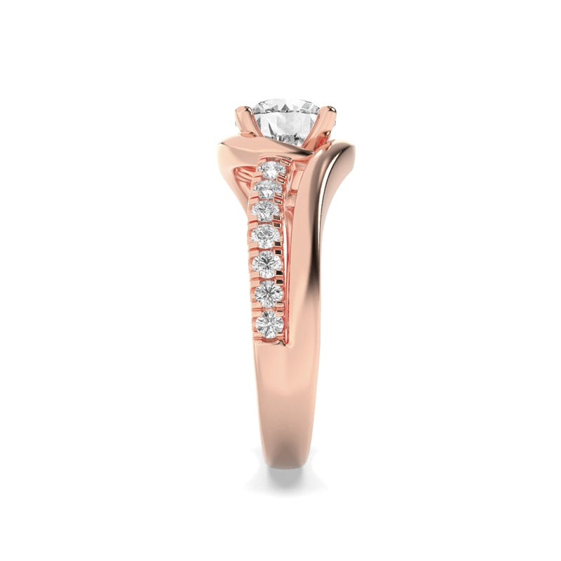 2CTW Round Shaped Lab Grown Diamond (G/VS) Swirl Shank Accented Engagement Ring in 14K Gold