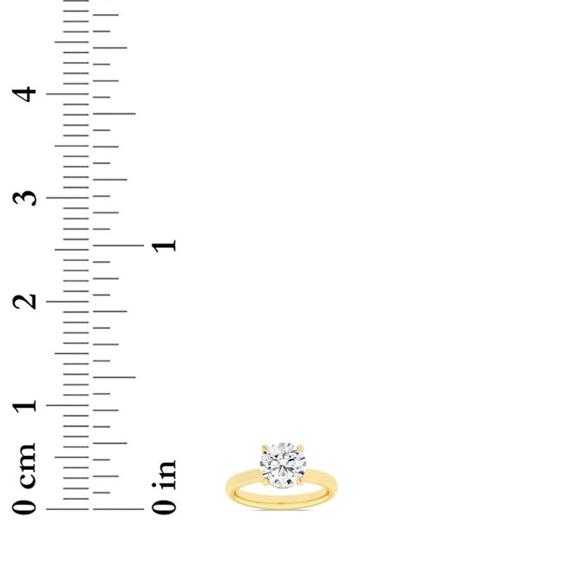 1CTW Round Shaped Lab Grown Diamond (F/VS) Hidden Halo Plain Shank Engagement Ring in 14K Gold
