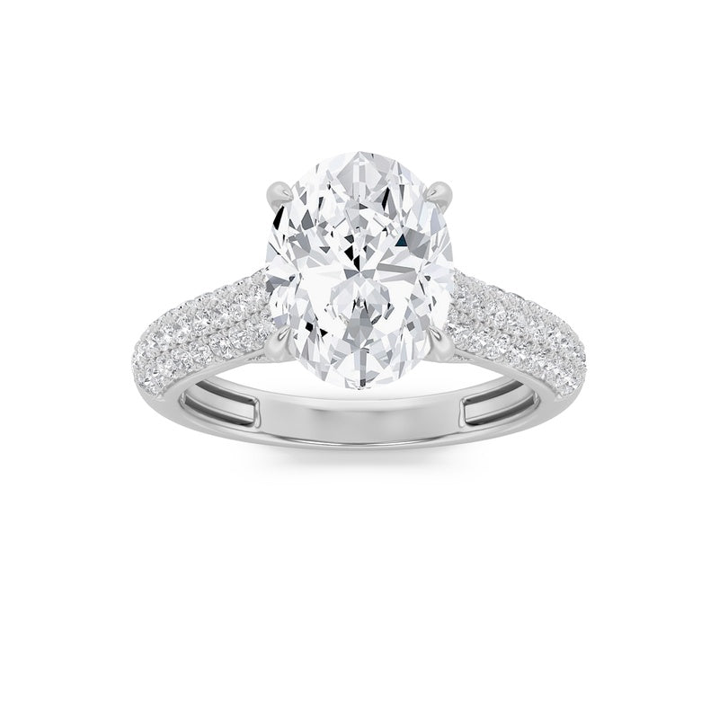 2.5CTW Oval Shaped Lab Grown Diamond (F/VS) Hidden Halo Accented Engagement Ring in 14K Gold