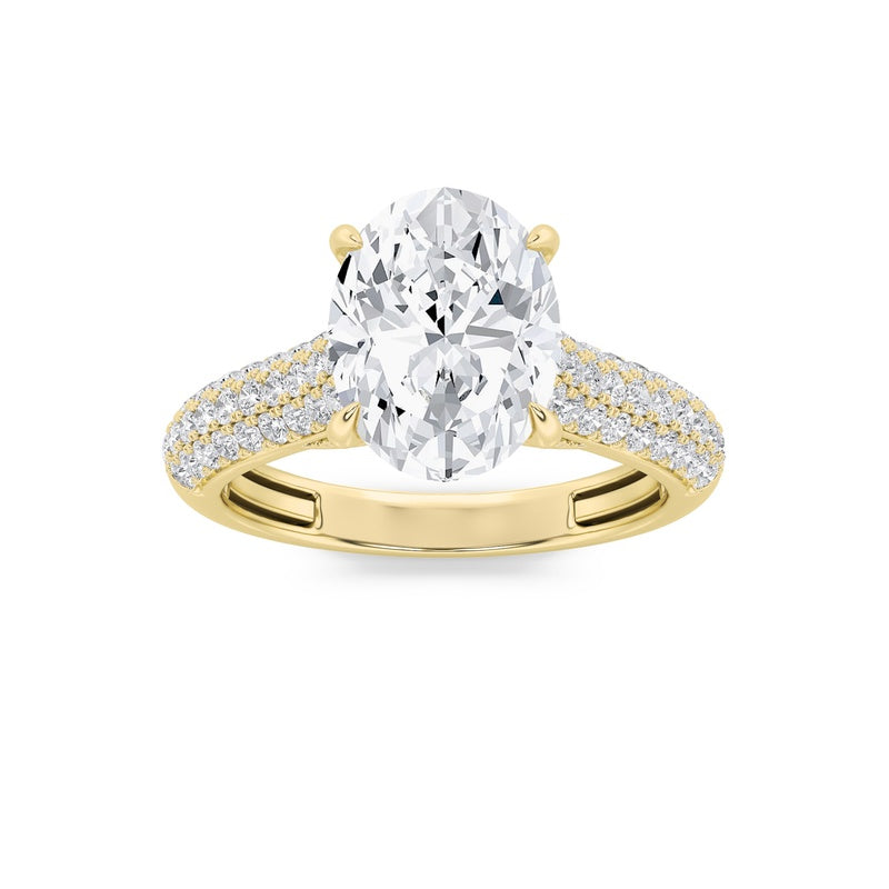 2.5CTW Oval Shaped Lab Grown Diamond (F/VS) Hidden Halo Accented Engagement Ring in 14K Gold