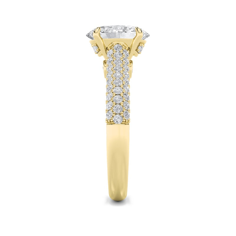 2.5CTW Oval Shaped Lab Grown Diamond (F/VS) Hidden Halo Accented Engagement Ring in 14K Gold