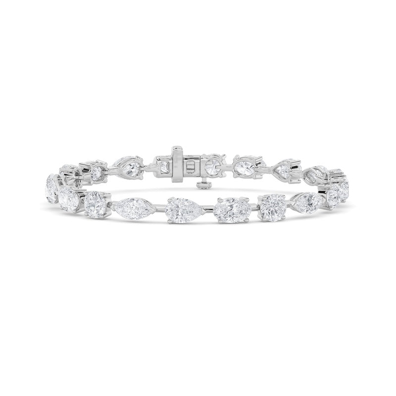 10CTW Mix Shaped Lab Grown Diamond East & West Bracelet in 14K Gold (F/VS)