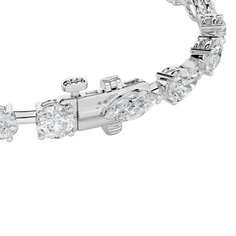 10CTW Mix Shaped Lab Grown Diamond East & West Bracelet in 14K Gold (F/VS)