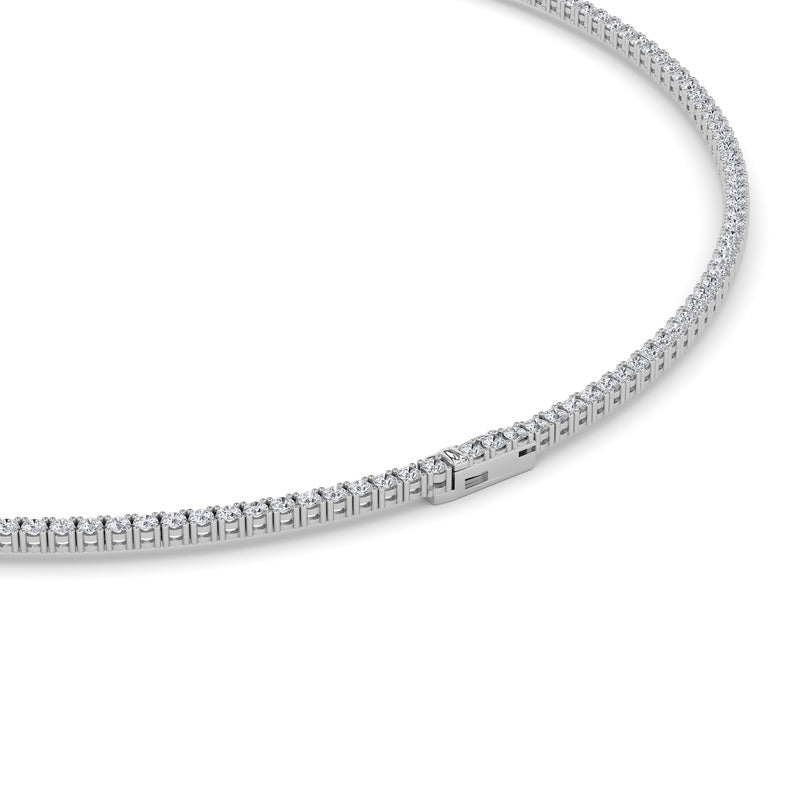 10CTW Round Shaped Lab Grown Diamond (F/VS) Tennis Necklace in 14K White Gold
