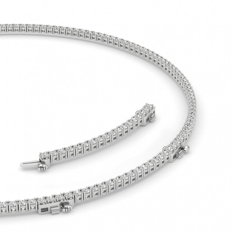 10CTW Round Shaped Lab Grown Diamond (F/VS) Tennis Necklace in 14K White Gold