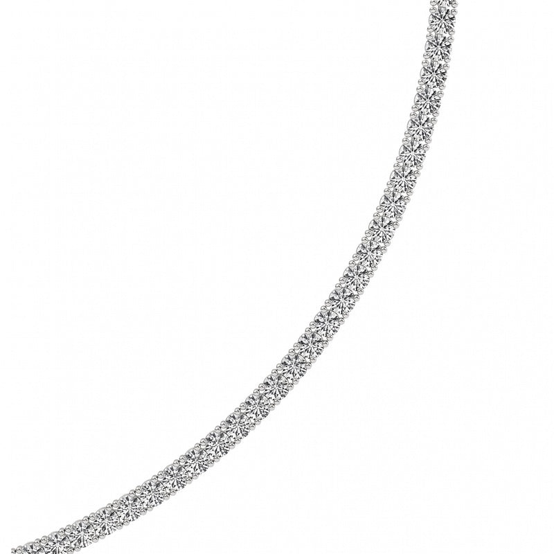 10CTW Round Shaped Lab Grown Diamond (F/VS) Tennis Necklace in 14K White Gold