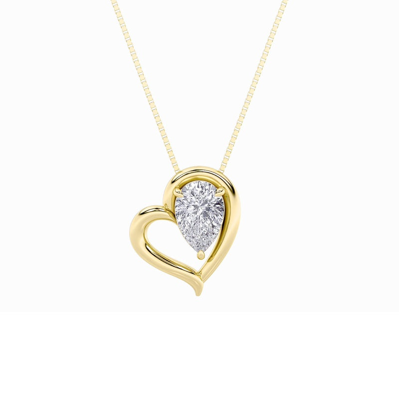 0.5CTW Pear Shaped Lab Grown Diamond (F/VS) Heart Pendant in 14K  White Gold