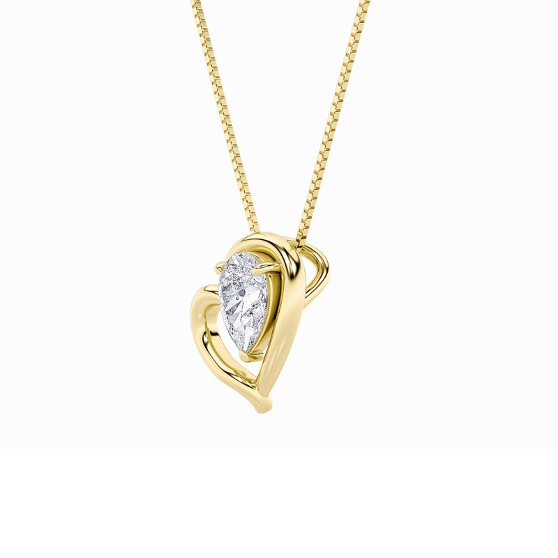 0.5CTW Pear Shaped Lab Grown Diamond (F/VS) Heart Pendant in 14K  White Gold