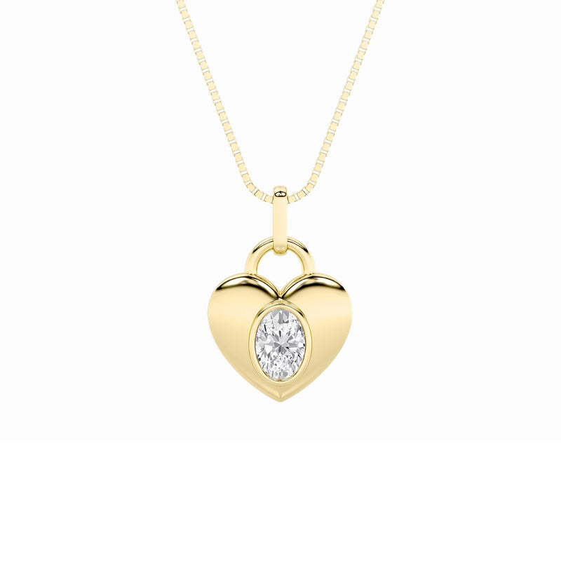 1CTW Oval Shaped Lab Grown Diamond (F/VS) Heart Pendant in 14K  White Gold