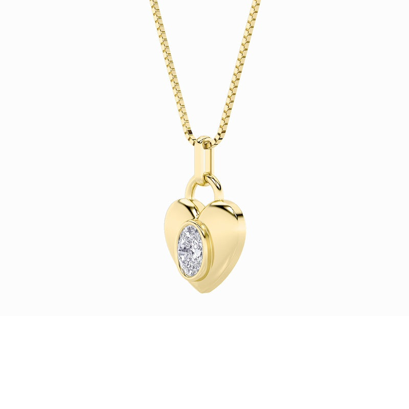 1CTW Oval Shaped Lab Grown Diamond (F/VS) Heart Pendant in 14K  White Gold