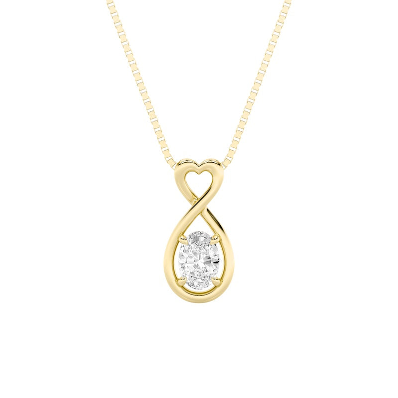 1CTW Oval Shaped Lab Grown Diamond (G/VS) Fancy Solitaire Pendant in 14K Gold