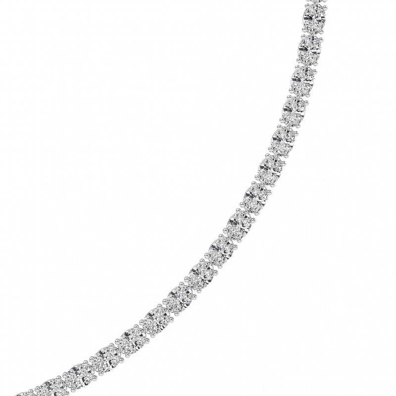 19CTW Oval Shaped Lab Grown Diamond Tennis Necklace in 14K Gold (F/VS)