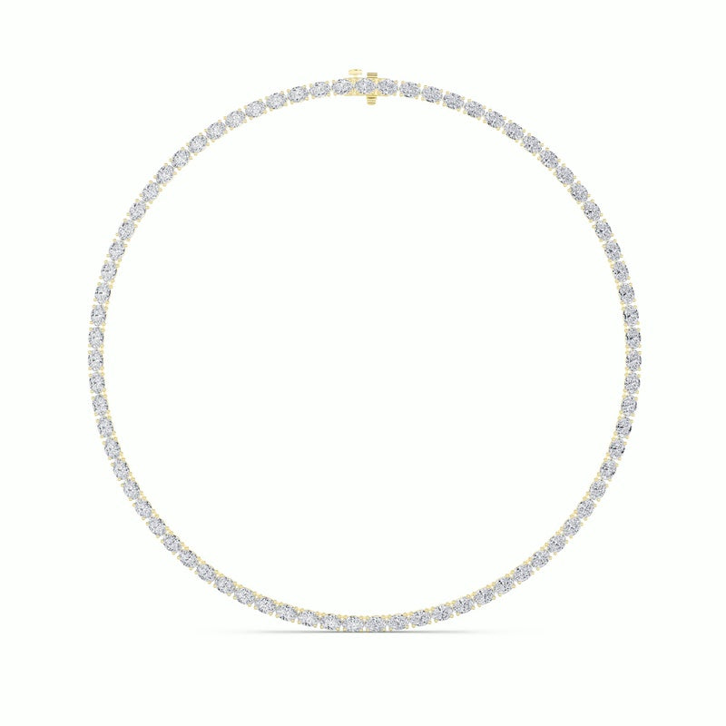 19CTW Oval Shaped Lab Grown Diamond Tennis Necklace in 14K Gold (F/VS)