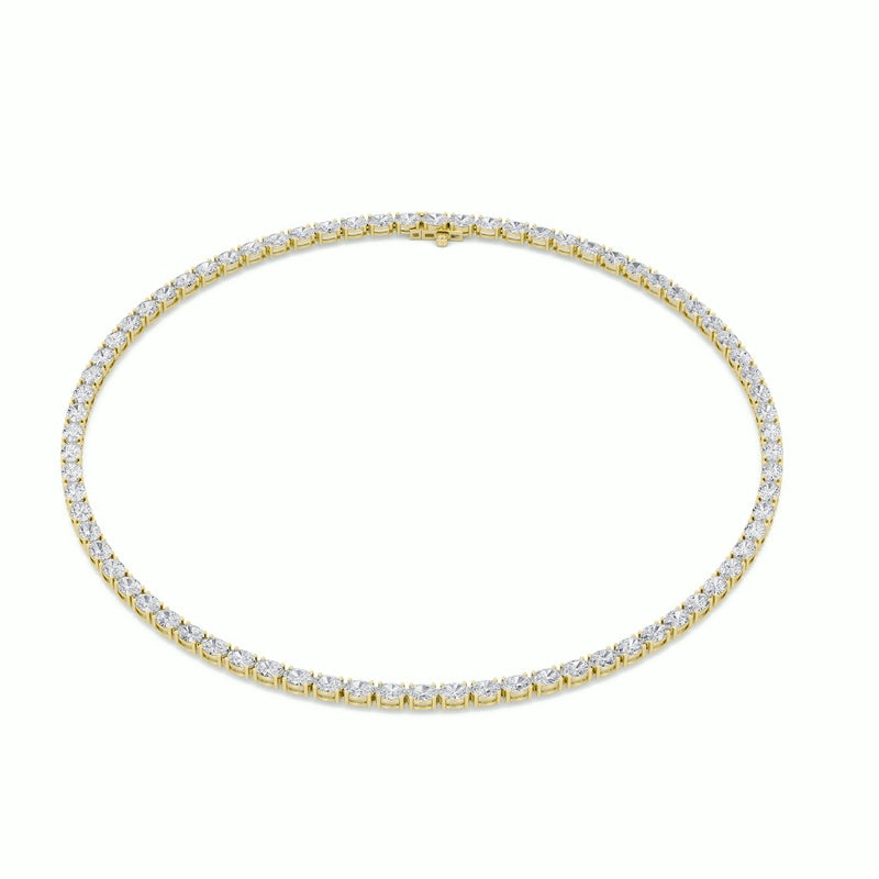 19CTW Oval Shaped Lab Grown Diamond Tennis Necklace in 14K Gold (F/VS)