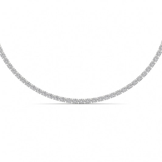 25CTW Oval Shaped Lab Grown Diamond Tennis Necklace in 14K Gold (F/VS)