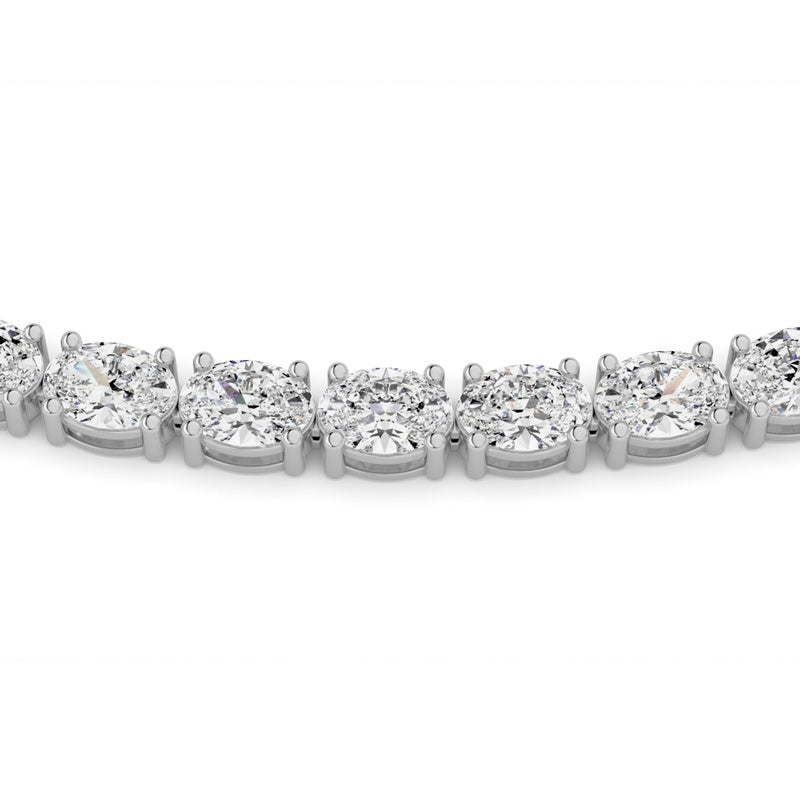25CTW Oval Shaped Lab Grown Diamond Tennis Necklace in 14K Gold (F/VS)