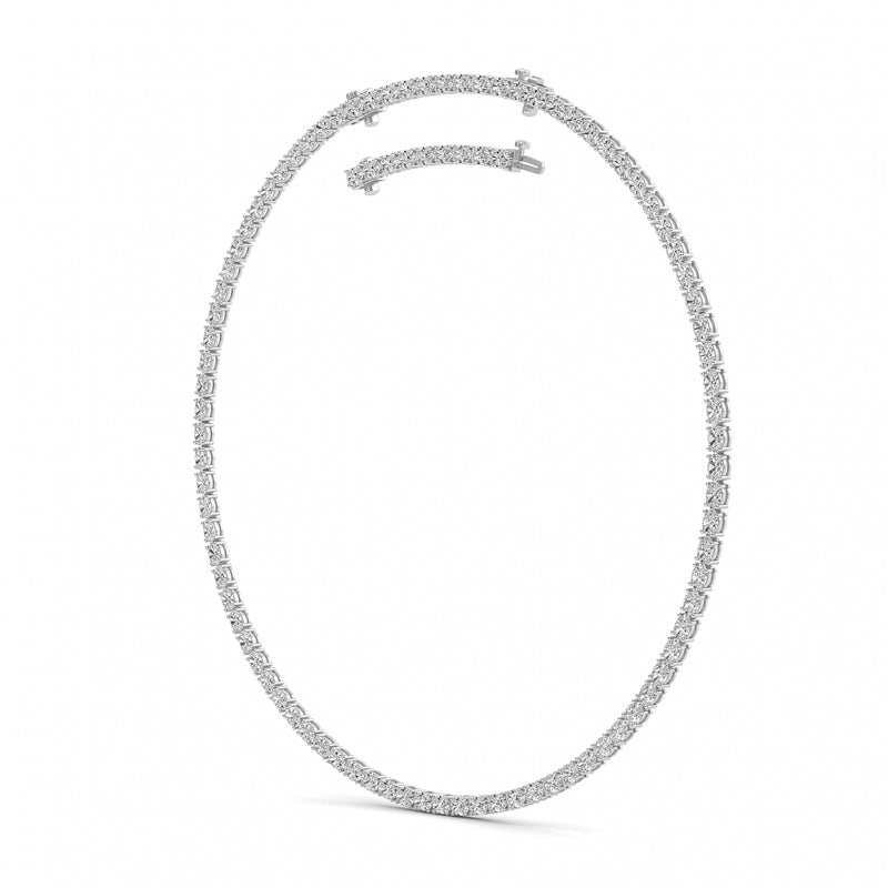25CTW Oval Shaped Lab Grown Diamond Tennis Necklace in 14K Gold (F/VS)