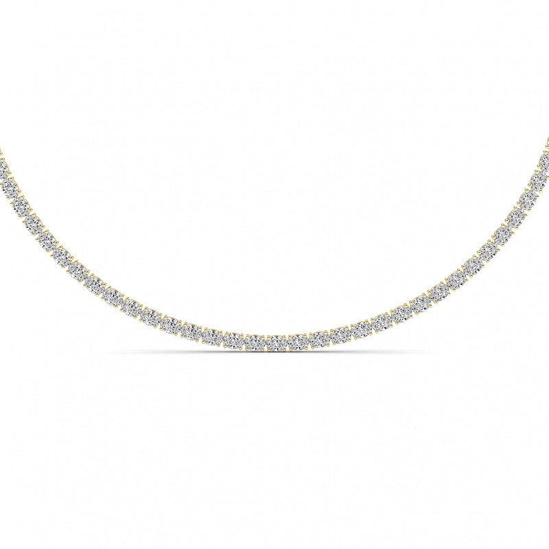 25CTW Oval Shaped Lab Grown Diamond Tennis Necklace in 14K Gold (F/VS)