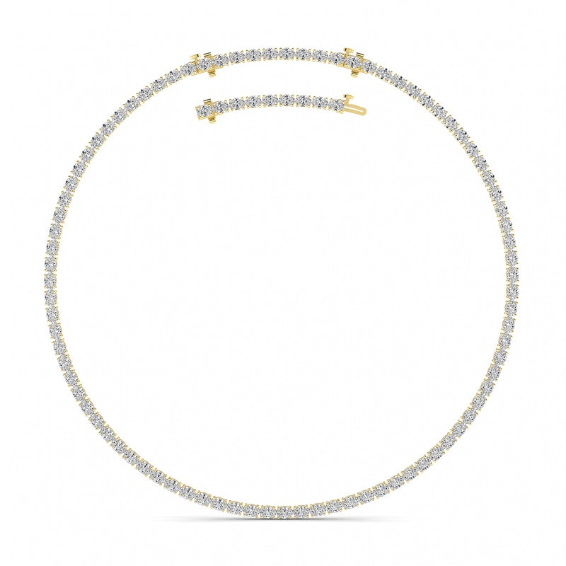 25CTW Oval Shaped Lab Grown Diamond Tennis Necklace in 14K Gold (F/VS)