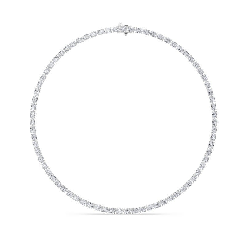 36CTW Oval Shaped Lab Grown Diamond Tennis Necklace in 14K Gold (F/VS)
