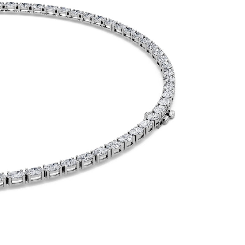 36CTW Oval Shaped Lab Grown Diamond Tennis Necklace in 14K Gold (F/VS)