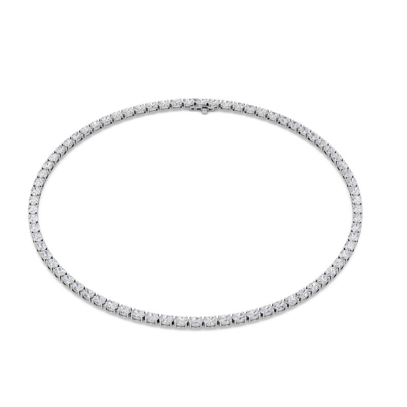 36CTW Oval Shaped Lab Grown Diamond Tennis Necklace in 14K Gold (F/VS)