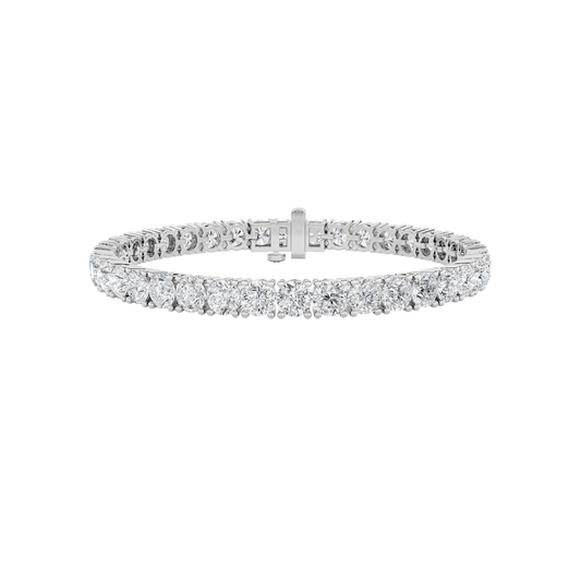 15CTW Round Shaped Lab Grown Diamond Tennis Bracelet in 14K Gold (F/VS)