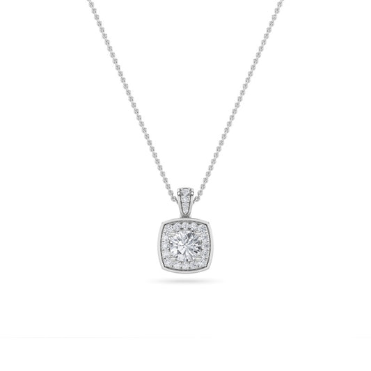 0.75CTW Round Shaped Lab Grown Diamond (F/VS) Halo Pendant in 14K Gold