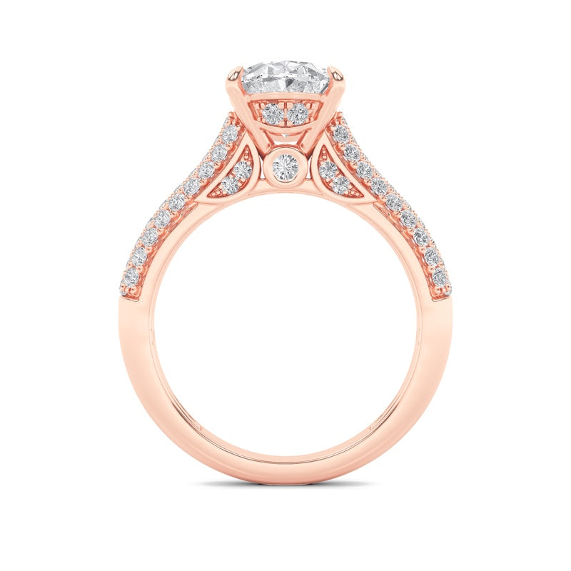 2.5CTW Oval Shaped Lab Grown Diamond (F/VS) Hidden Halo Accented Engagement Ring in 14K Gold