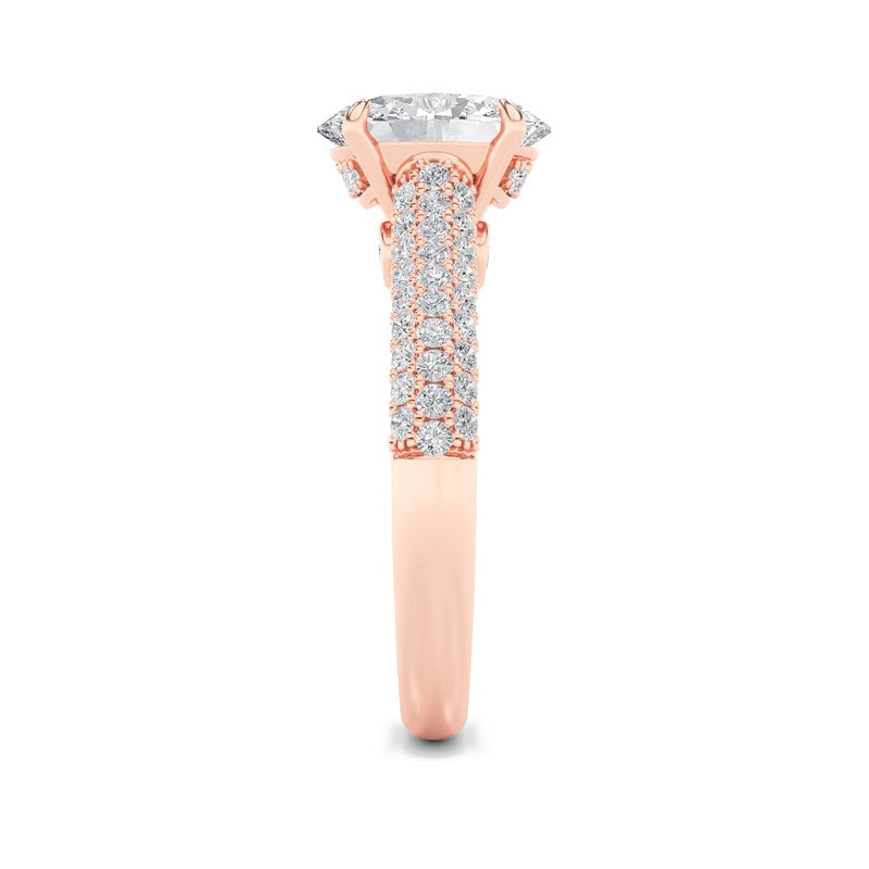 2.5CTW Oval Shaped Lab Grown Diamond (F/VS) Hidden Halo Accented Engagement Ring in 14K Gold