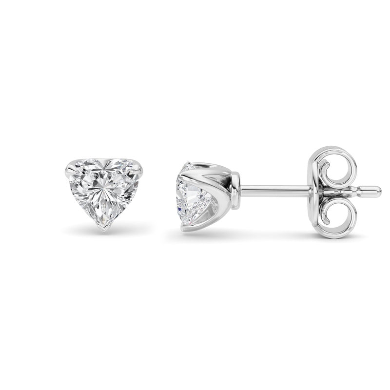 1CTW Heart Shaped Lab Grown Diamond (F/VS) Earring in Silver|14K White Gold