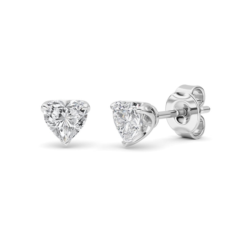 1CTW Heart Shaped Lab Grown Diamond (F/VS) Earring in Silver|14K White Gold