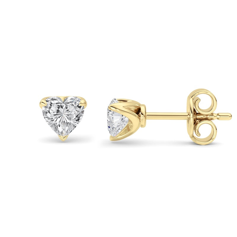 1CTW Heart Shaped Lab Grown Diamond (F/VS) Earring in Silver|14K White Gold