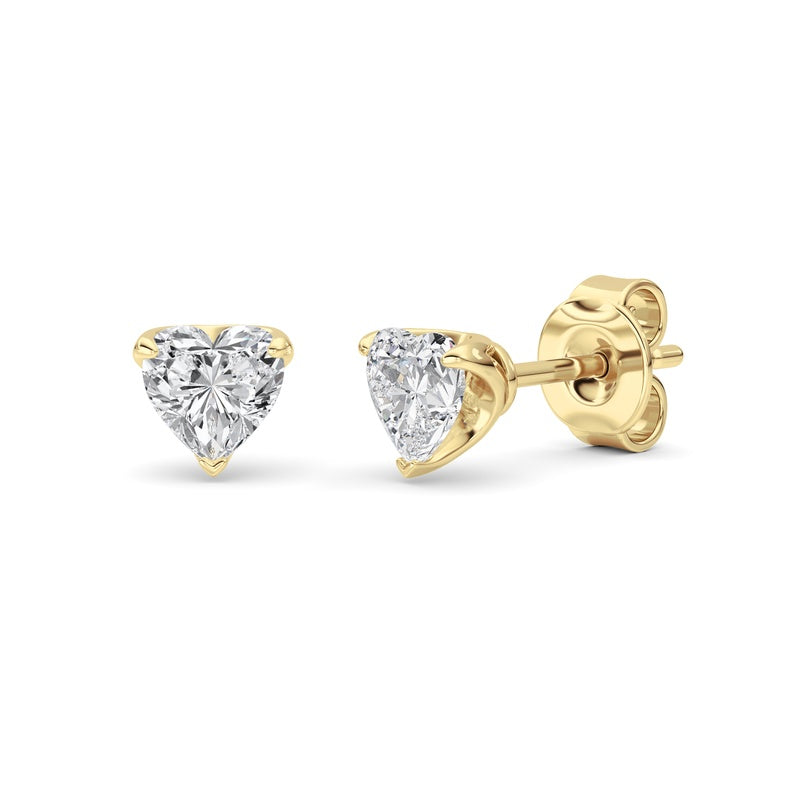 1CTW Heart Shaped Lab Grown Diamond (F/VS) Earring in Silver|14K White Gold