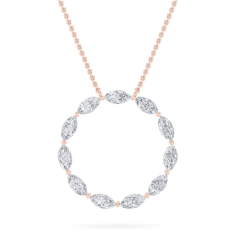 2.25CTW Marquise Shaped Lab Grown Diamond (F/VS) Circle Necklace in 14K Gold