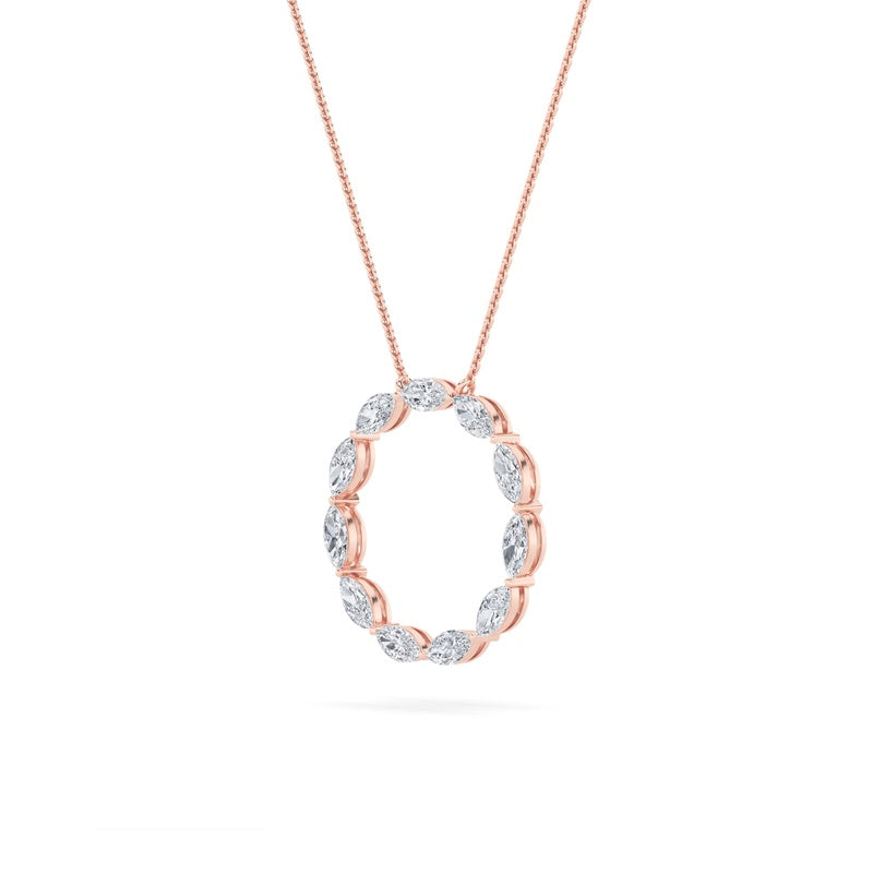 2.25CTW Marquise Shaped Lab Grown Diamond (F/VS) Circle Necklace in 14K Gold