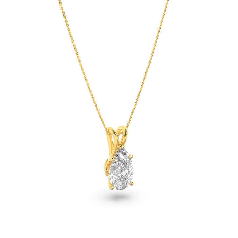 3CTW Pear Shaped Lab Grown Diamond (F/VS) Split Bale Solitaire Pendant in 14K Gold