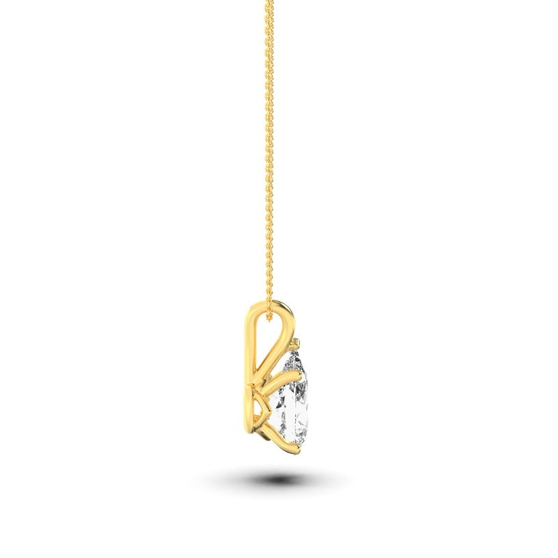 3CTW Pear Shaped Lab Grown Diamond (F/VS) Split Bale Solitaire Pendant in 14K Gold