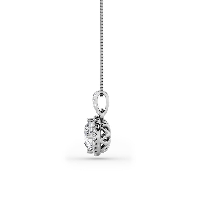 2CTW Round Shaped Lab Grown Diamond (F/VS) Halo Pendant in 14K Gold