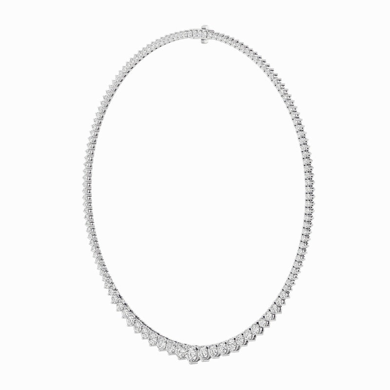 10CTW Round Shaped Lab Grown Diamond (F/VS) Three Prong Graduating Necklace in 14K Gold