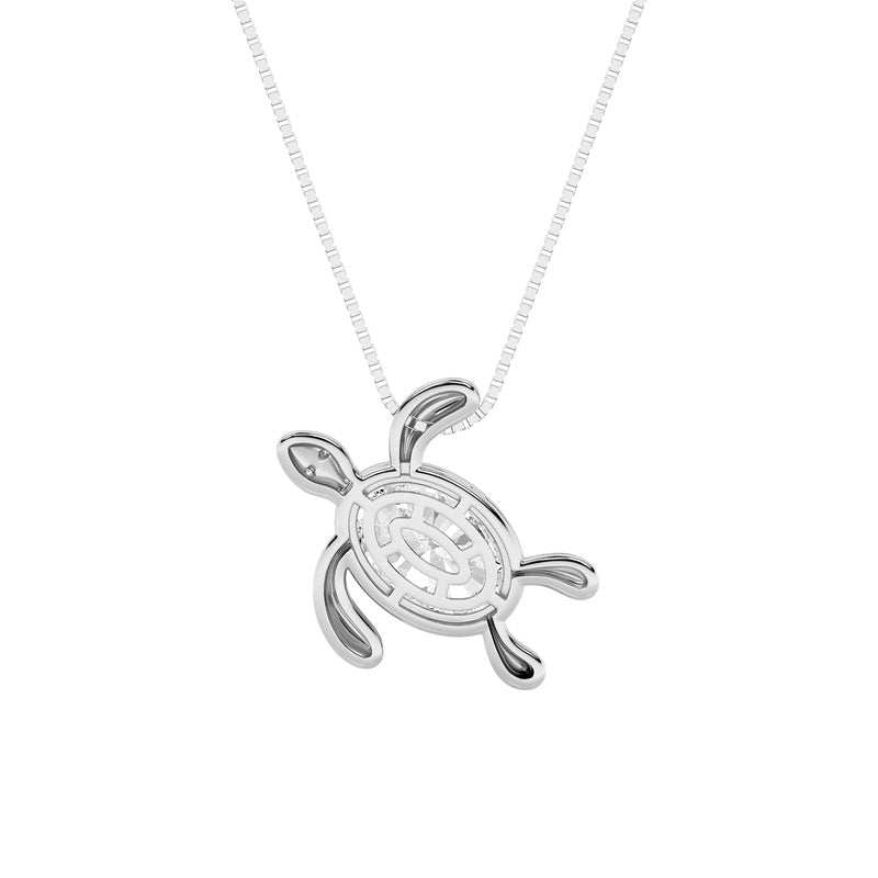 1.5CTW Oval Shaped Lab Grown Diamond (F/VS) Bezel Set Turtle Pendant in 14K Gold