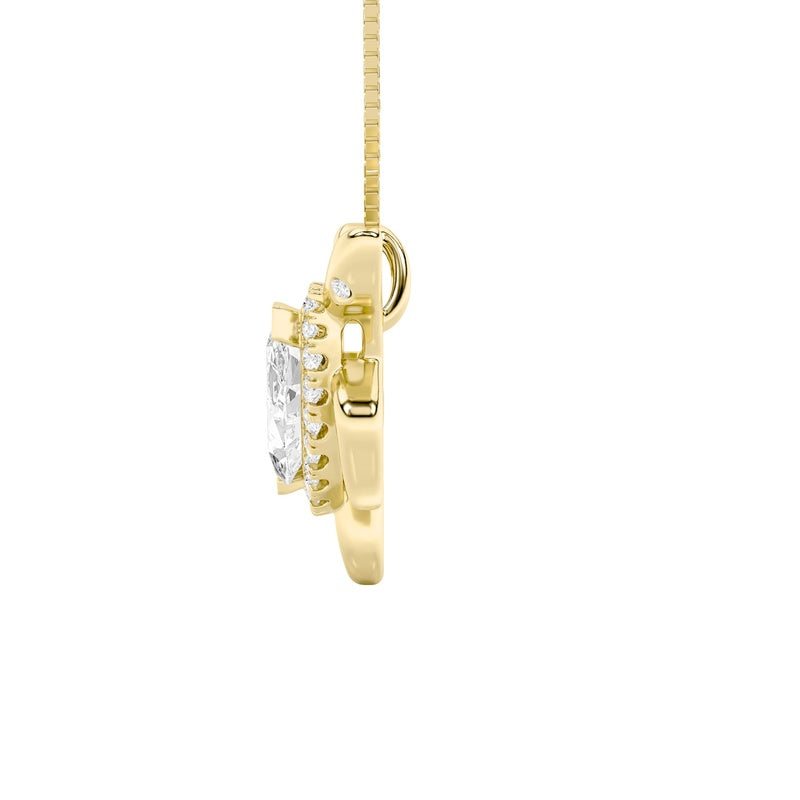 2CTW Marquise Shaped Lab Grown Diamond (F/VS) Accented Turtle Pendant in 14K Gold