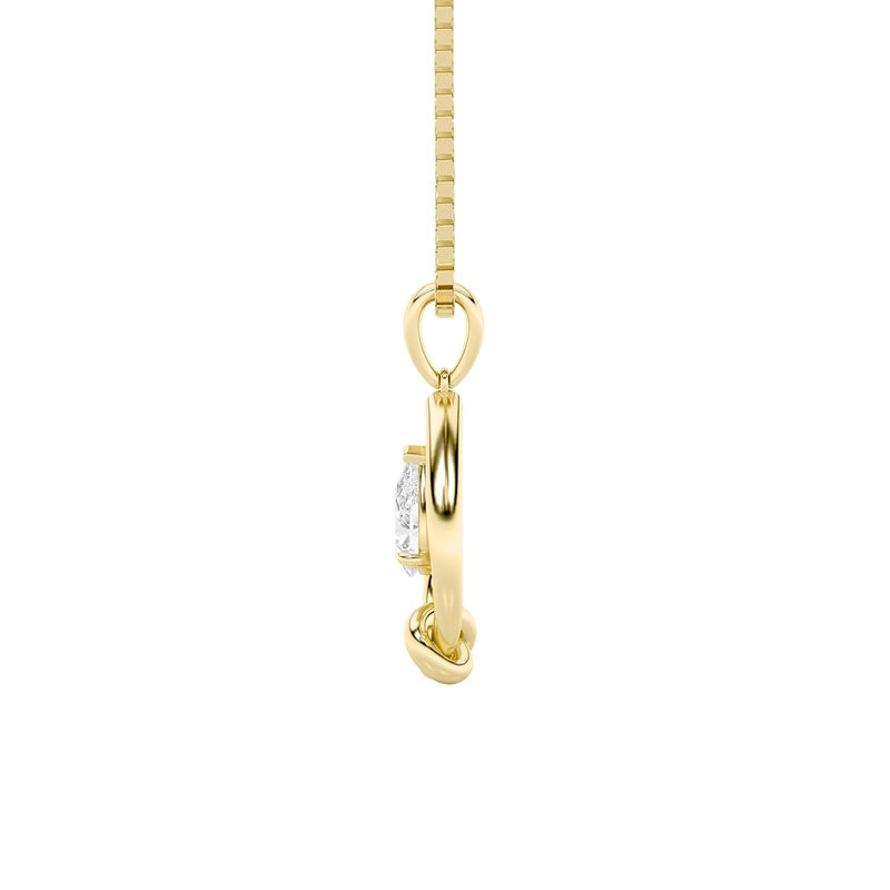 1CTW Pear Shaped Lab Grown Diamond (F/VS) Solitaire Knot Pendant in 14K Gold